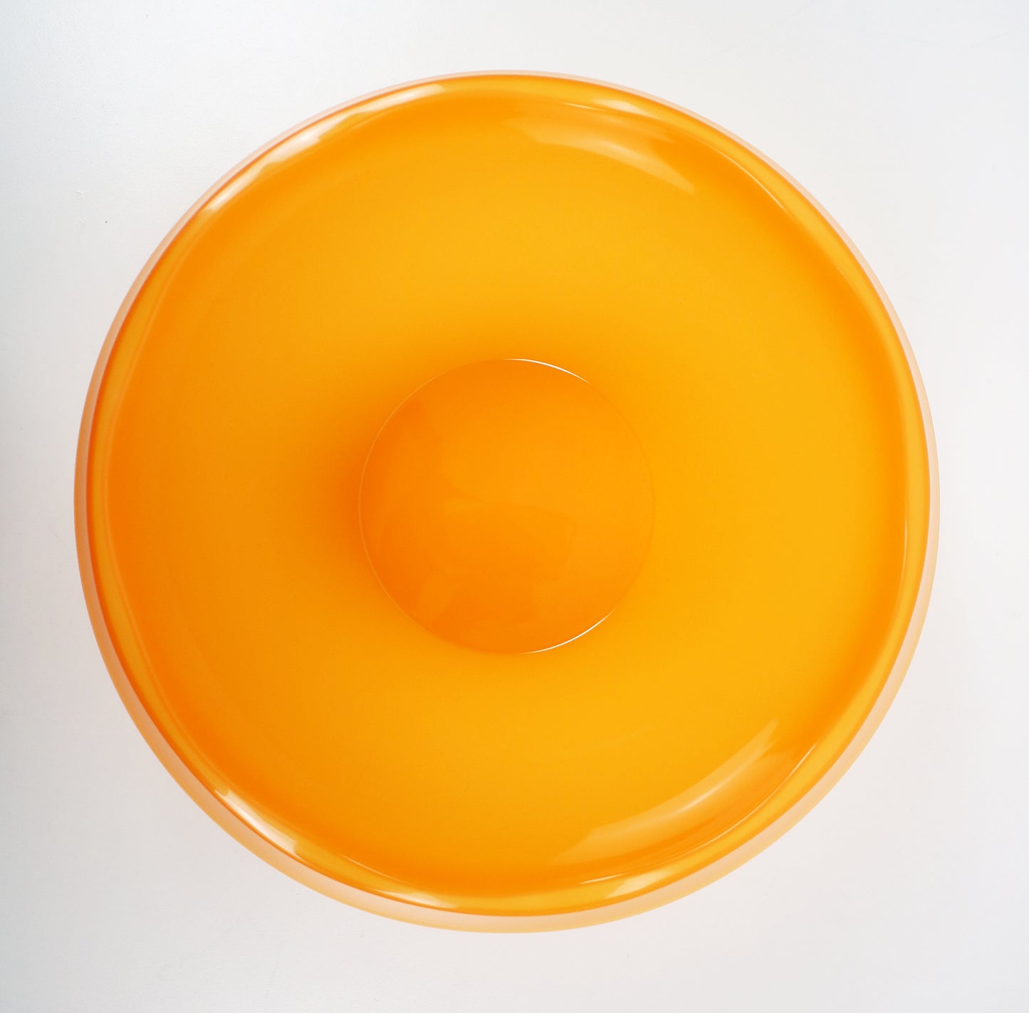 1990s post modern acrylic serving bowl in Satinato Orange - Lollipop range by Guzzini Italy. Unused stock