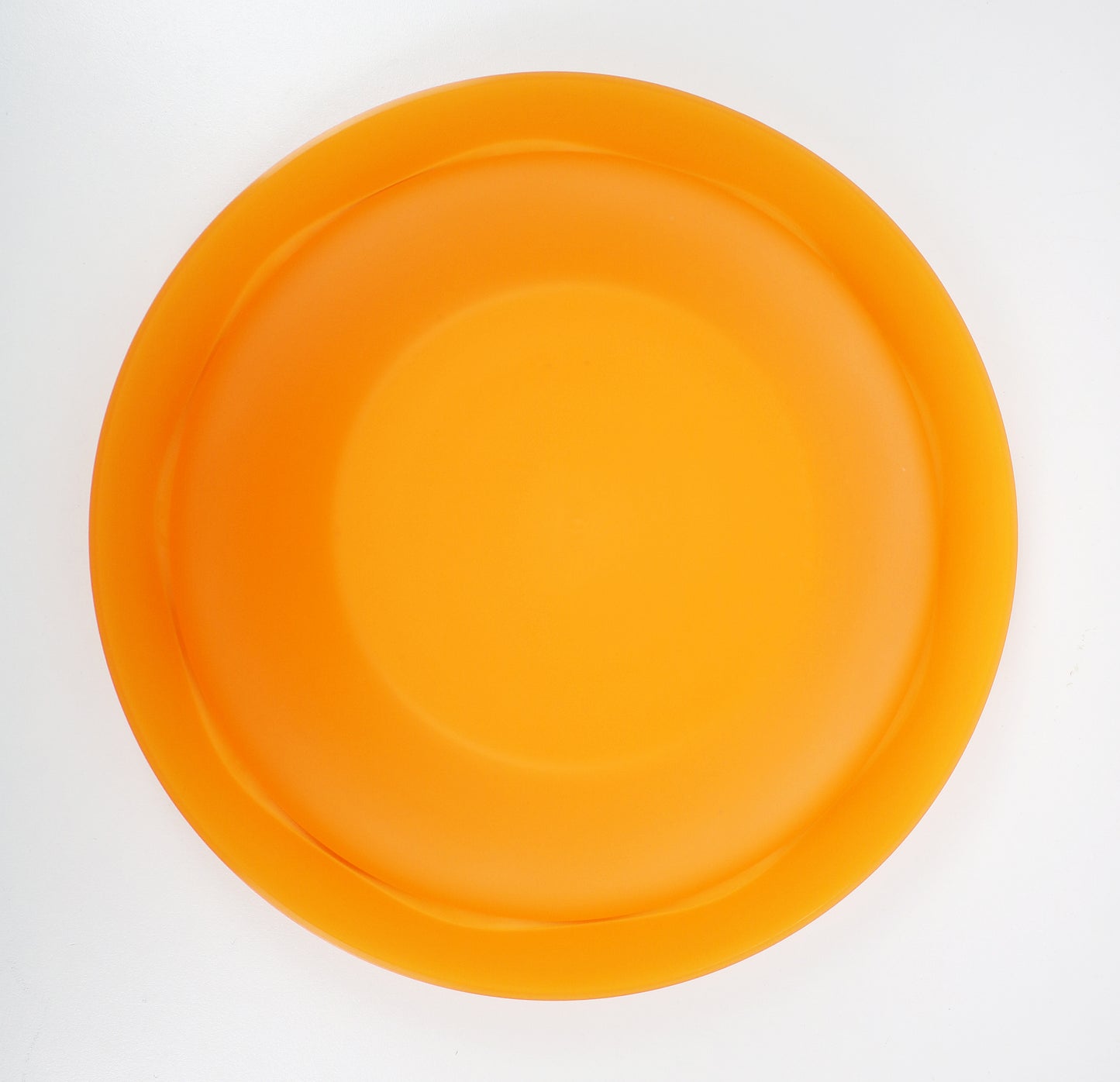 1990s post modern acrylic serving bowl in Satinato Orange - Lollipop range by Guzzini Italy. Unused stock