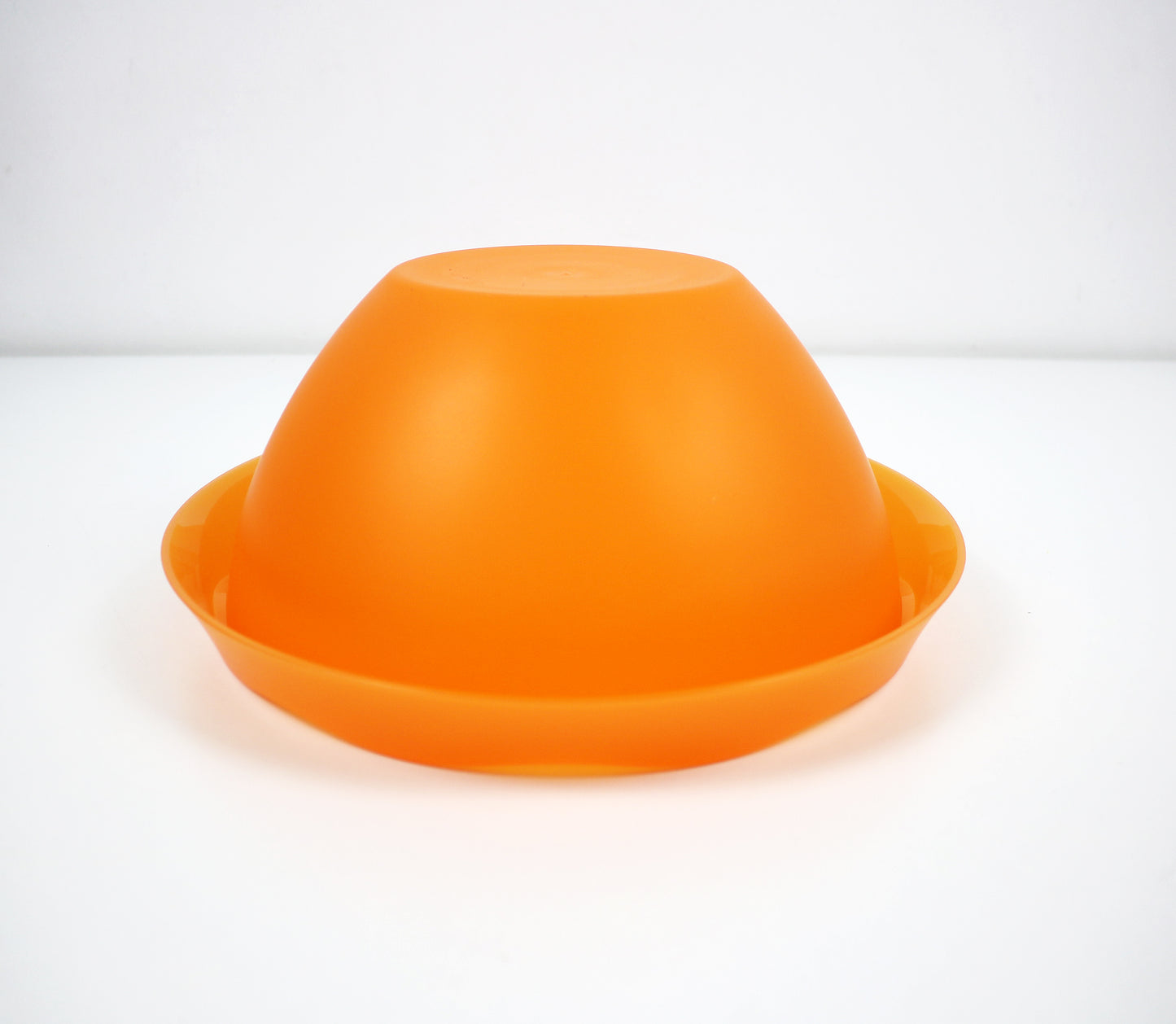 1990s post modern acrylic serving bowl in Satinato Orange - Lollipop range by Guzzini Italy. Unused stock
