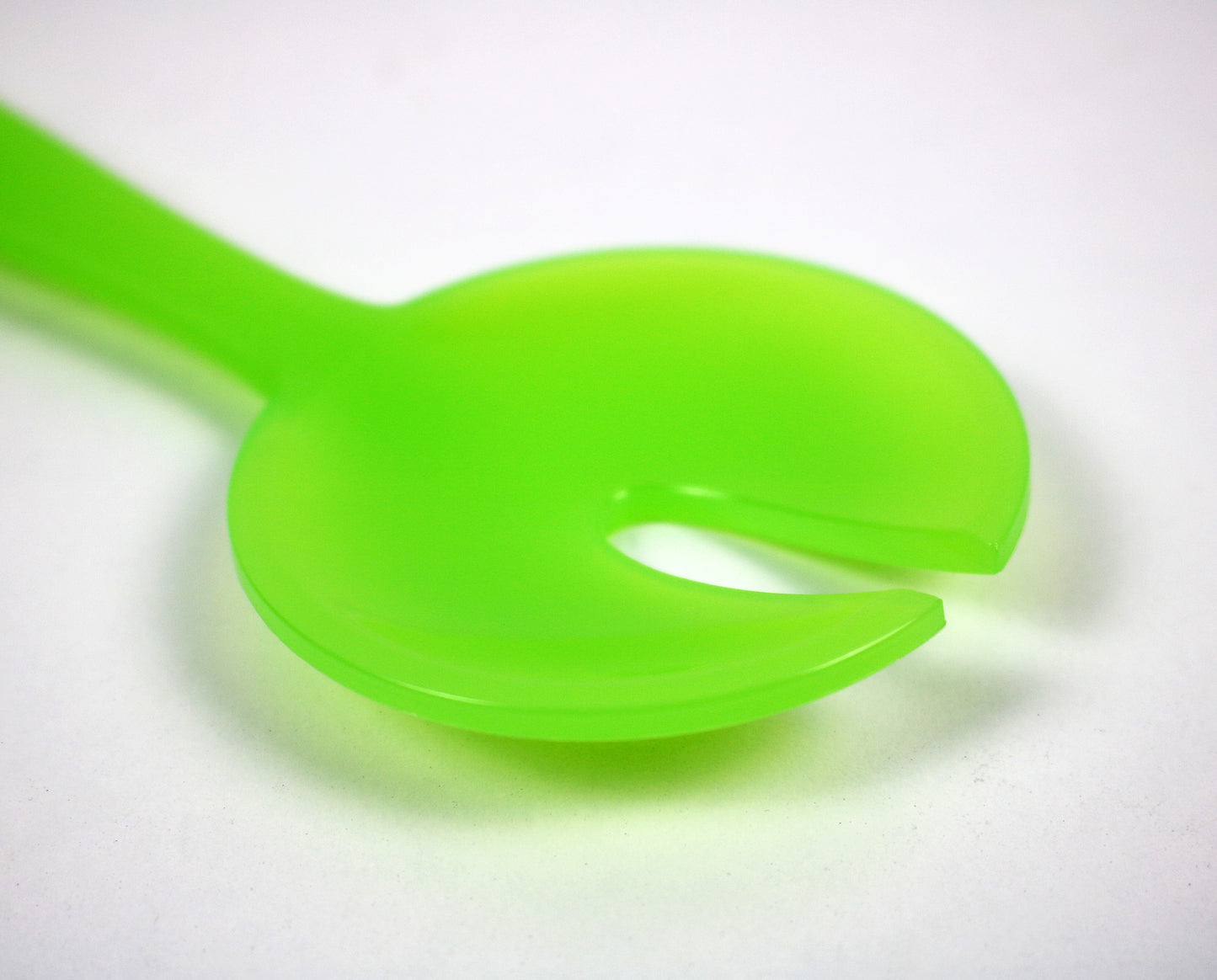 1990s post modern acrylic salad servers in Satinato Green - Lollipop range by Guzzini Italy. Unused stock
