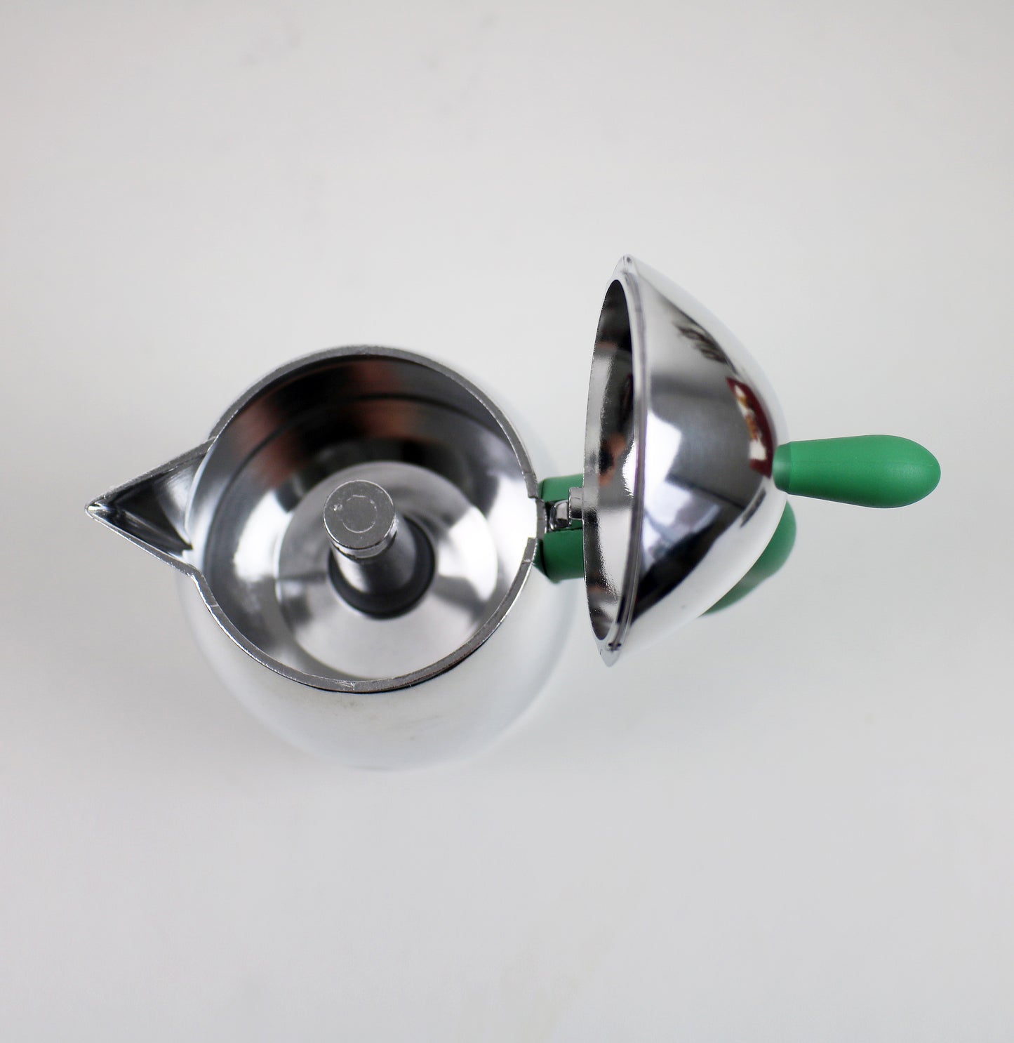 Vintage unused Guzzini espresso coffee set with tray - green.
