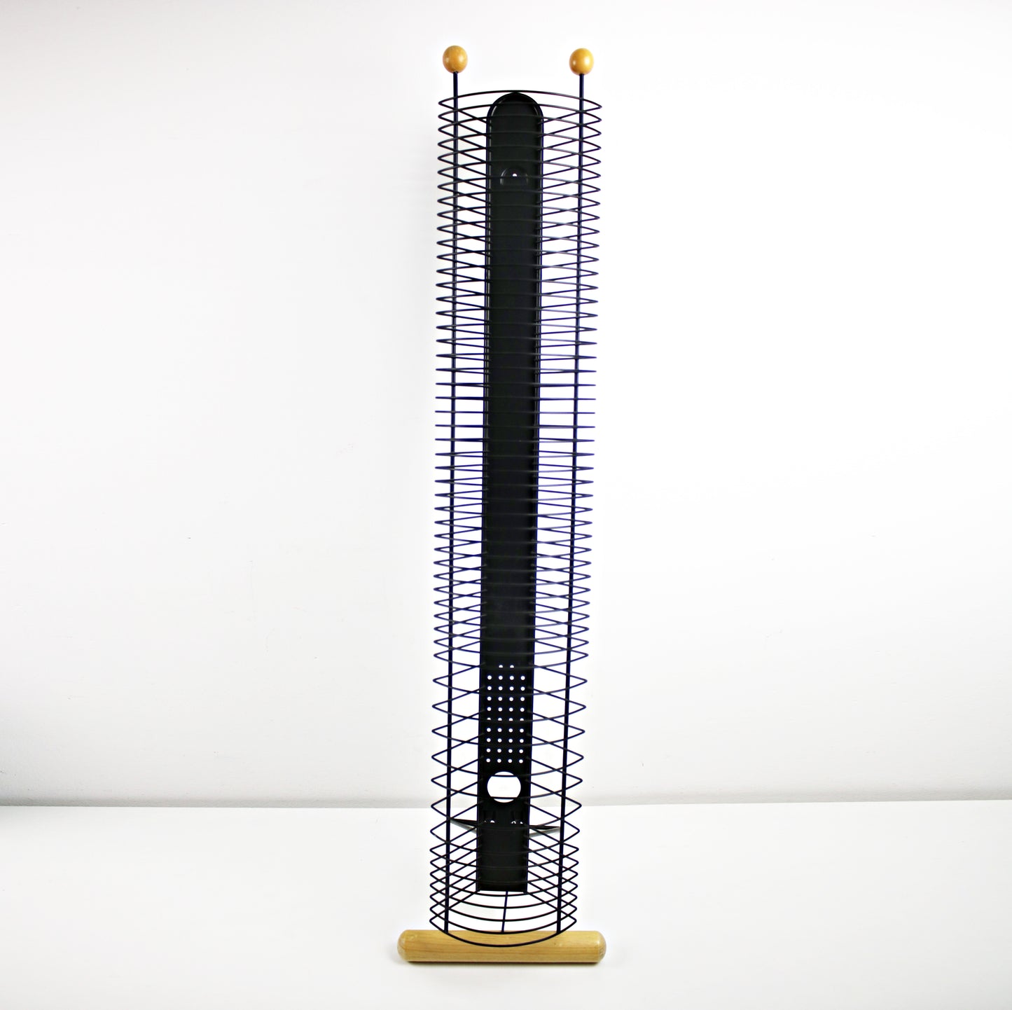 Black metal and beech CD tower - 1990s