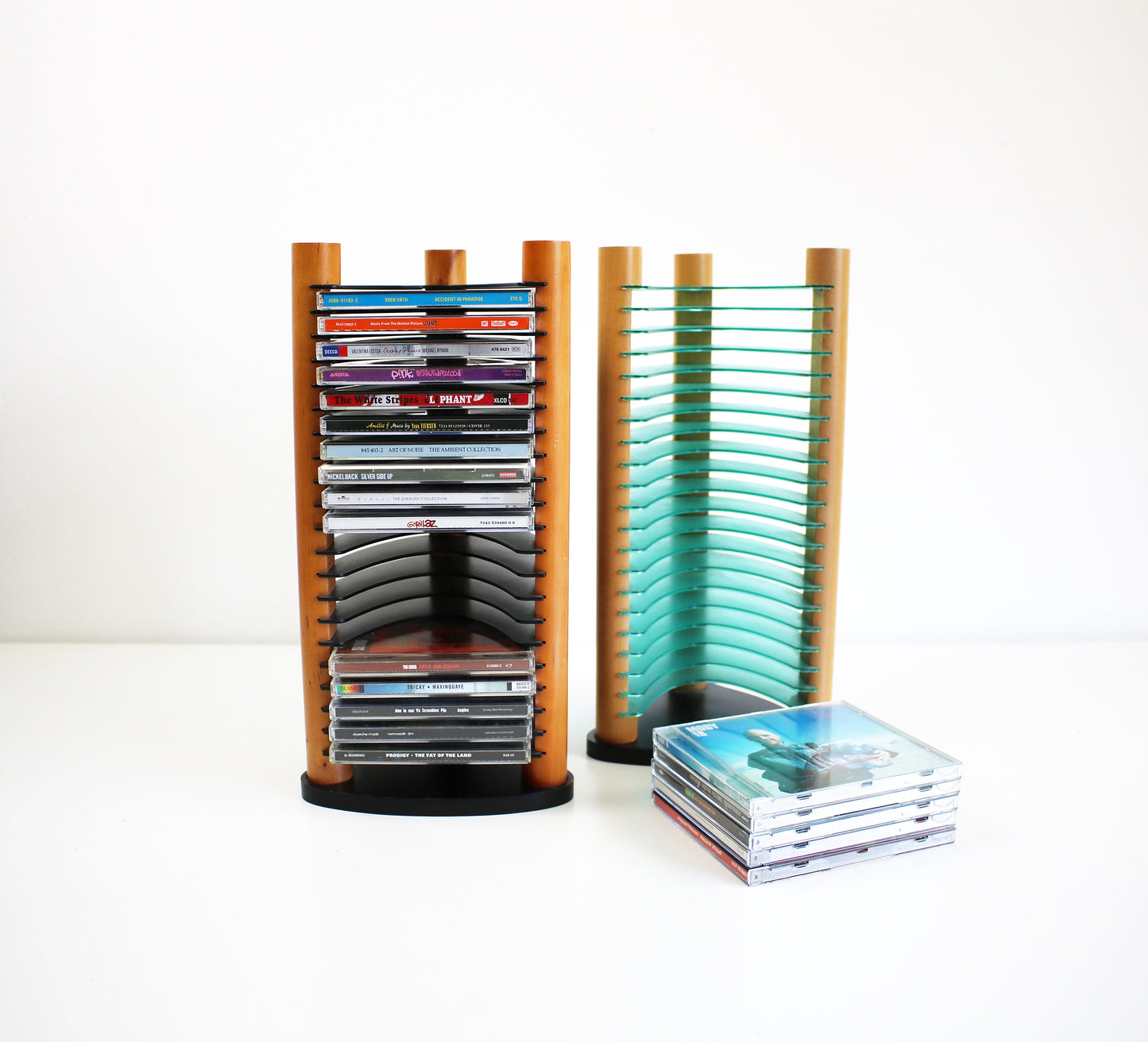 1990s Y2K CD tower / storage rack in wood and acrylic - postmodern design