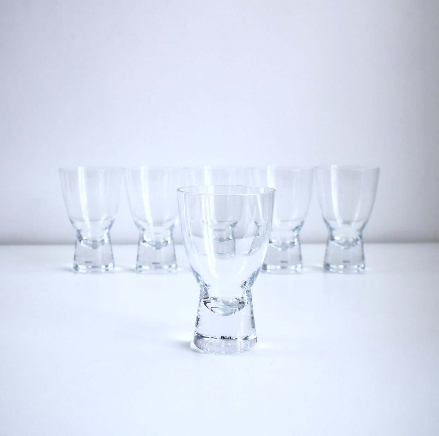 Rare Telstar red wine glasses by Freuds of London - set of six unused