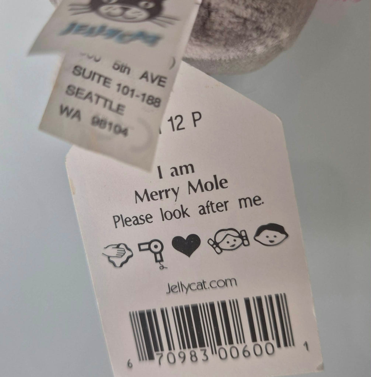 Jellycat rare and retired vintage Merry Moles with TAGS - sold individually - 3 colours available.
