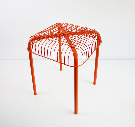 2015 orange metal grid Vasteron stool by Bermudez and Cayouette for Ikea
