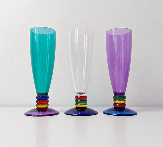 1990s Italian acrylic champagne flute - Colors range by Guzzini