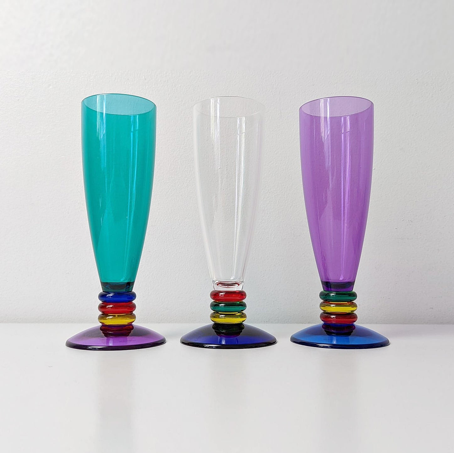 1990s Italian acrylic champagne flute - Colors range by Guzzini