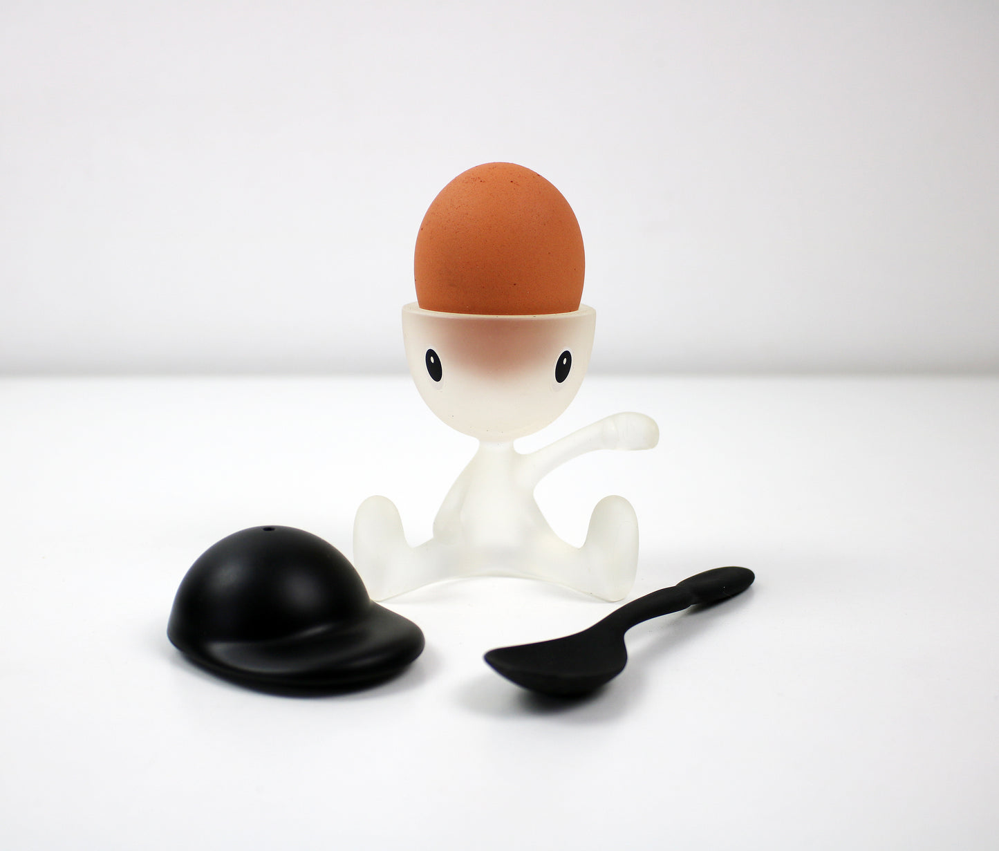 Preloved Cico egg cup pair by Stefano Giovannoni for Alessi - with spoons