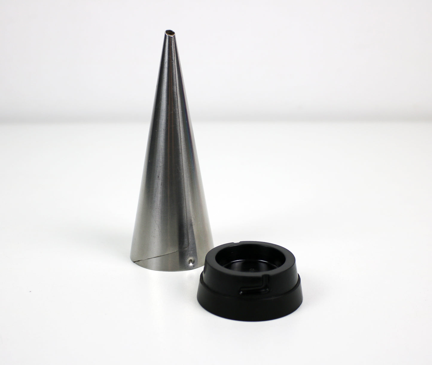 Swedish modernist conical steel cruet salt, pepper and sugar set by Gense of Sweden