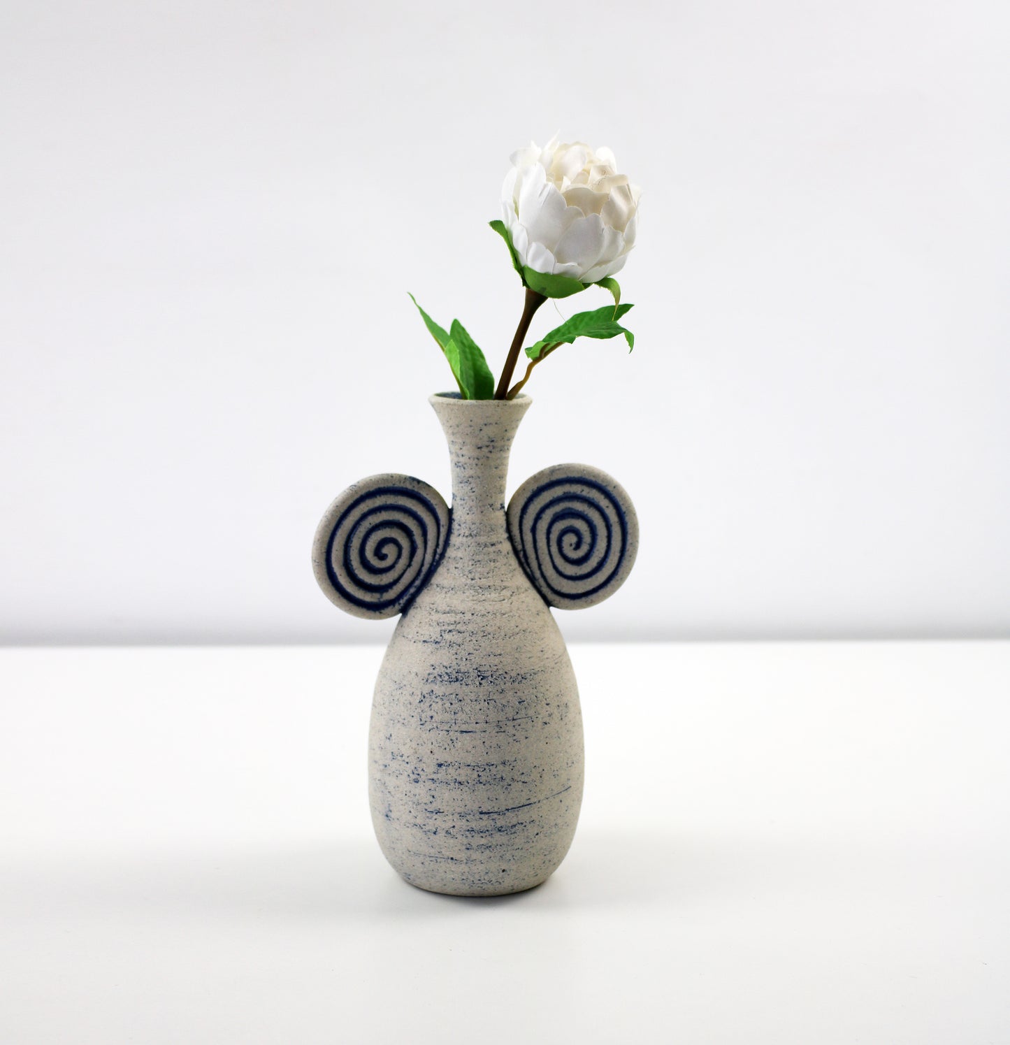 Hand thrown studio pottery stoneware bud vase - signed