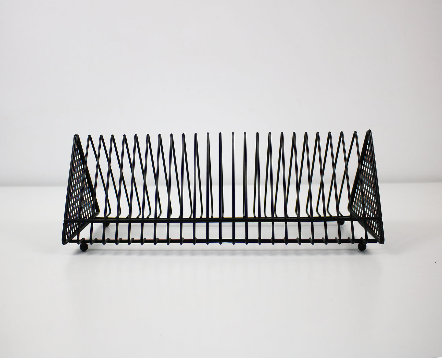 Hi-tek CD storage rack in black metal with perforation - 1990s