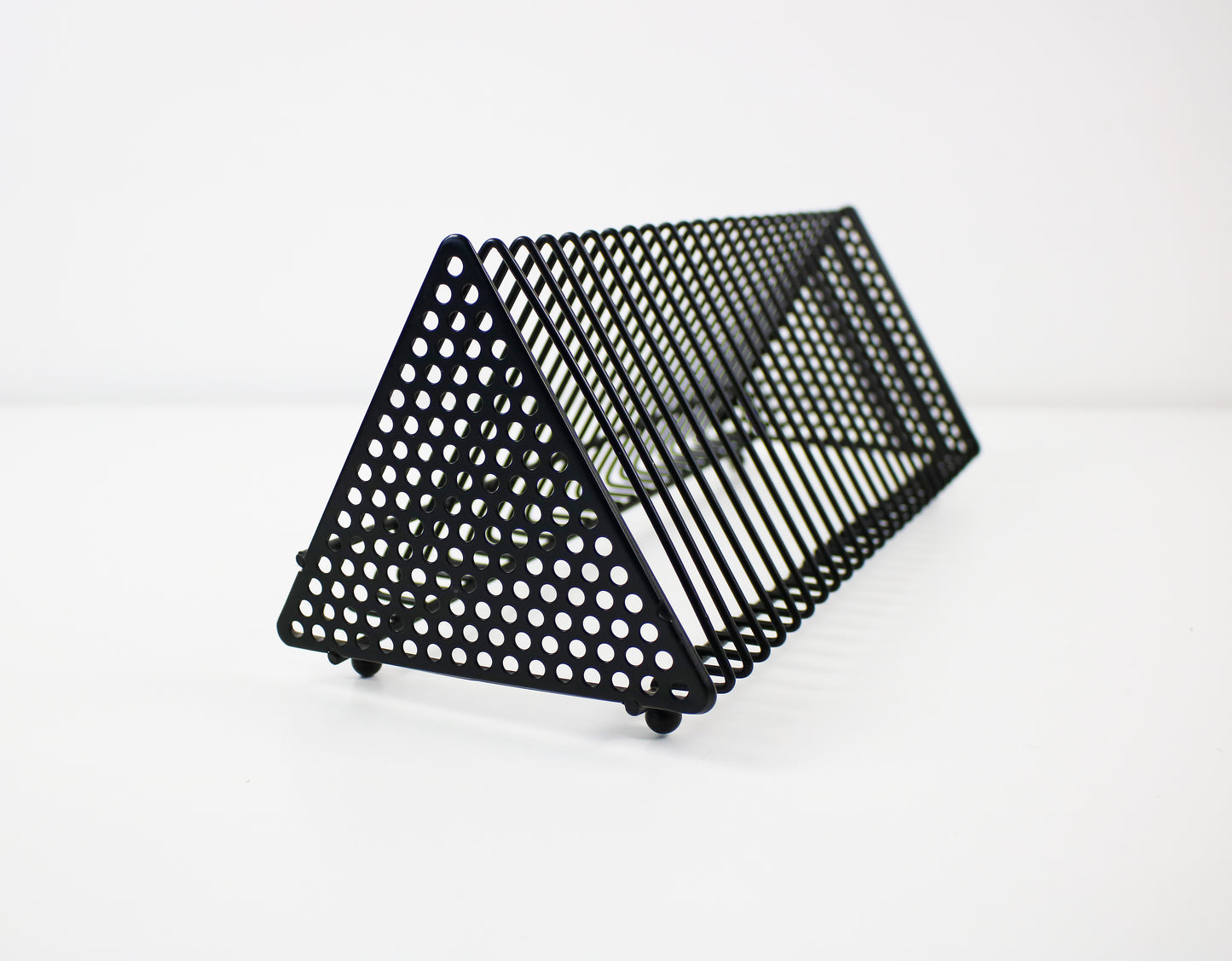 Hi-tek CD storage rack in black metal with perforation - 1990s