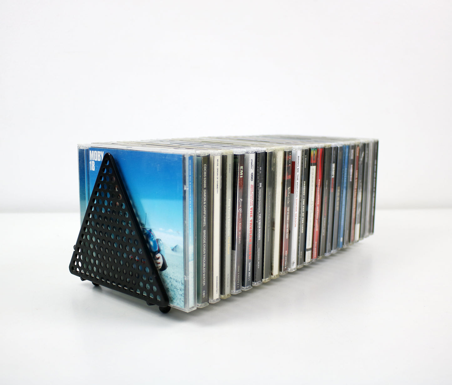 Hi-tek CD storage rack in black metal with perforation - 1990s