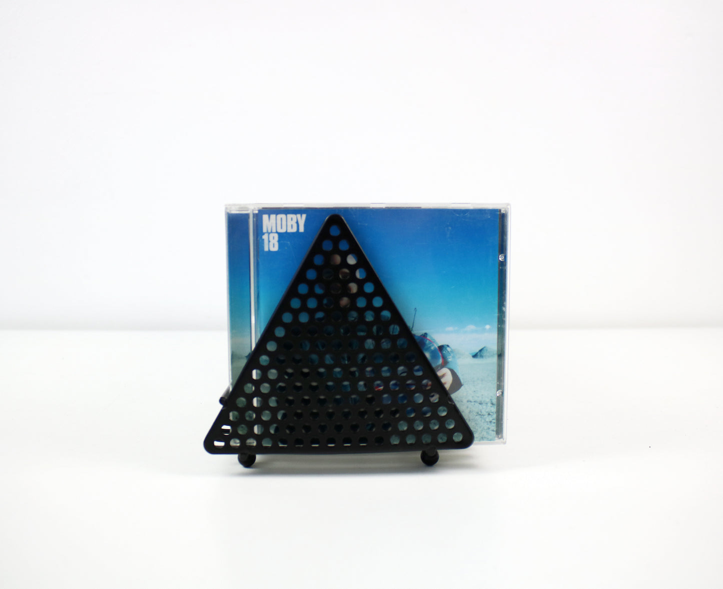 Hi-tek CD storage rack in black metal with perforation - 1990s
