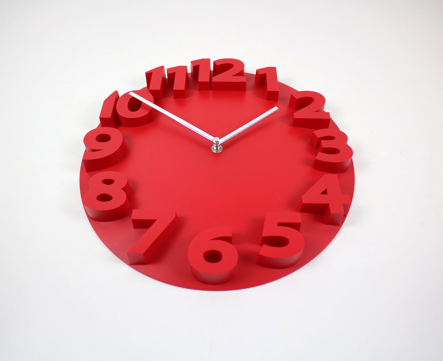 Preloved John Lewis pressed red plastic wall clock - quartz movement