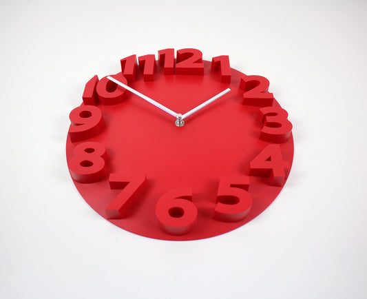 Preloved John Lewis pressed red plastic wall clock - quartz movement