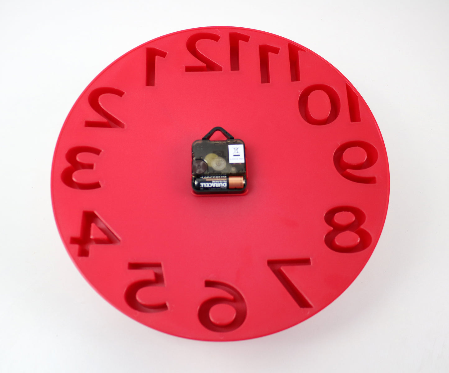 Preloved John Lewis pressed red plastic wall clock - quartz movement