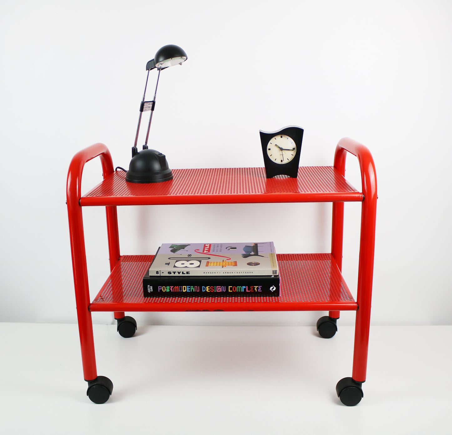 Conran for Habitat 1980s trolley in red perforated metal