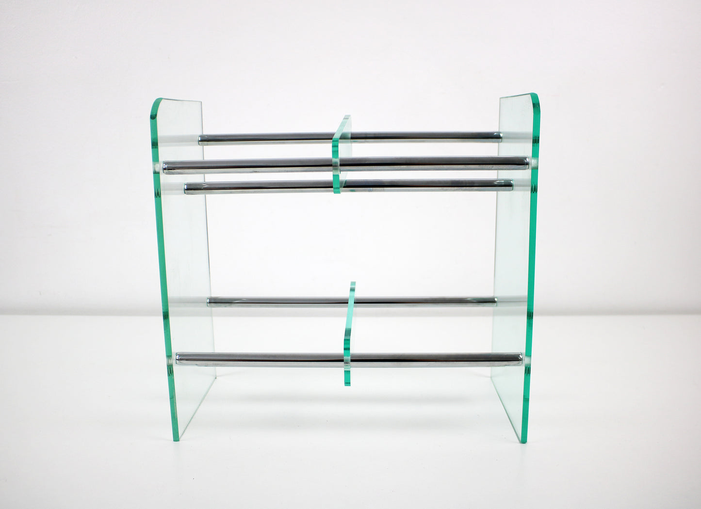 Lucite and chrome preloved CD storage rack