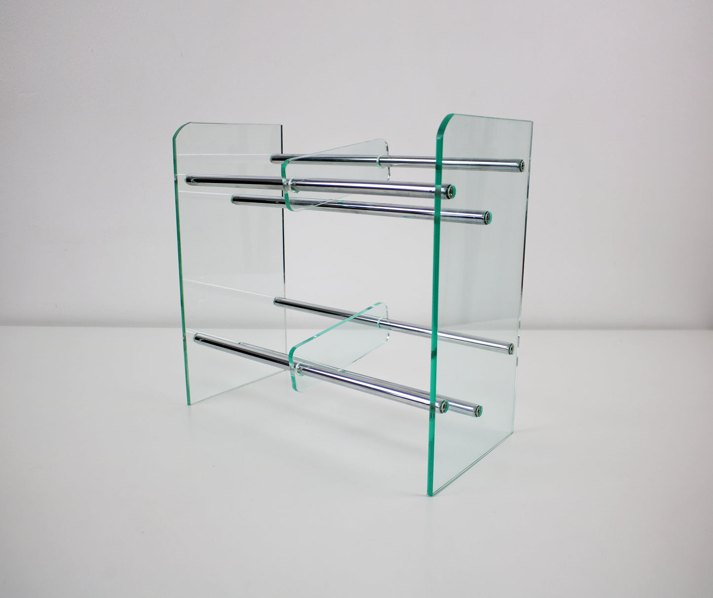 Lucite and chrome preloved CD storage rack