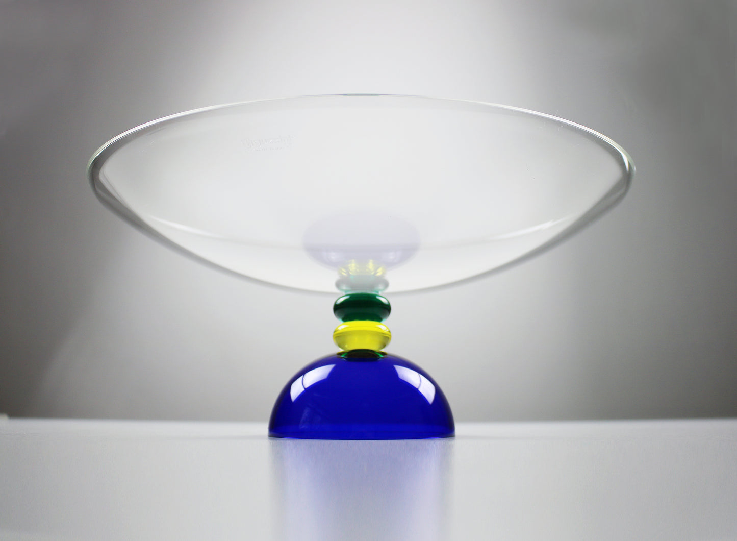 1990s Memphis inspired acrylic pedestal fruit bowl - Colors by Guzzini of Italy