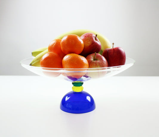 1990s Memphis inspired acrylic pedestal fruit bowl - Colors by Guzzini of Italy