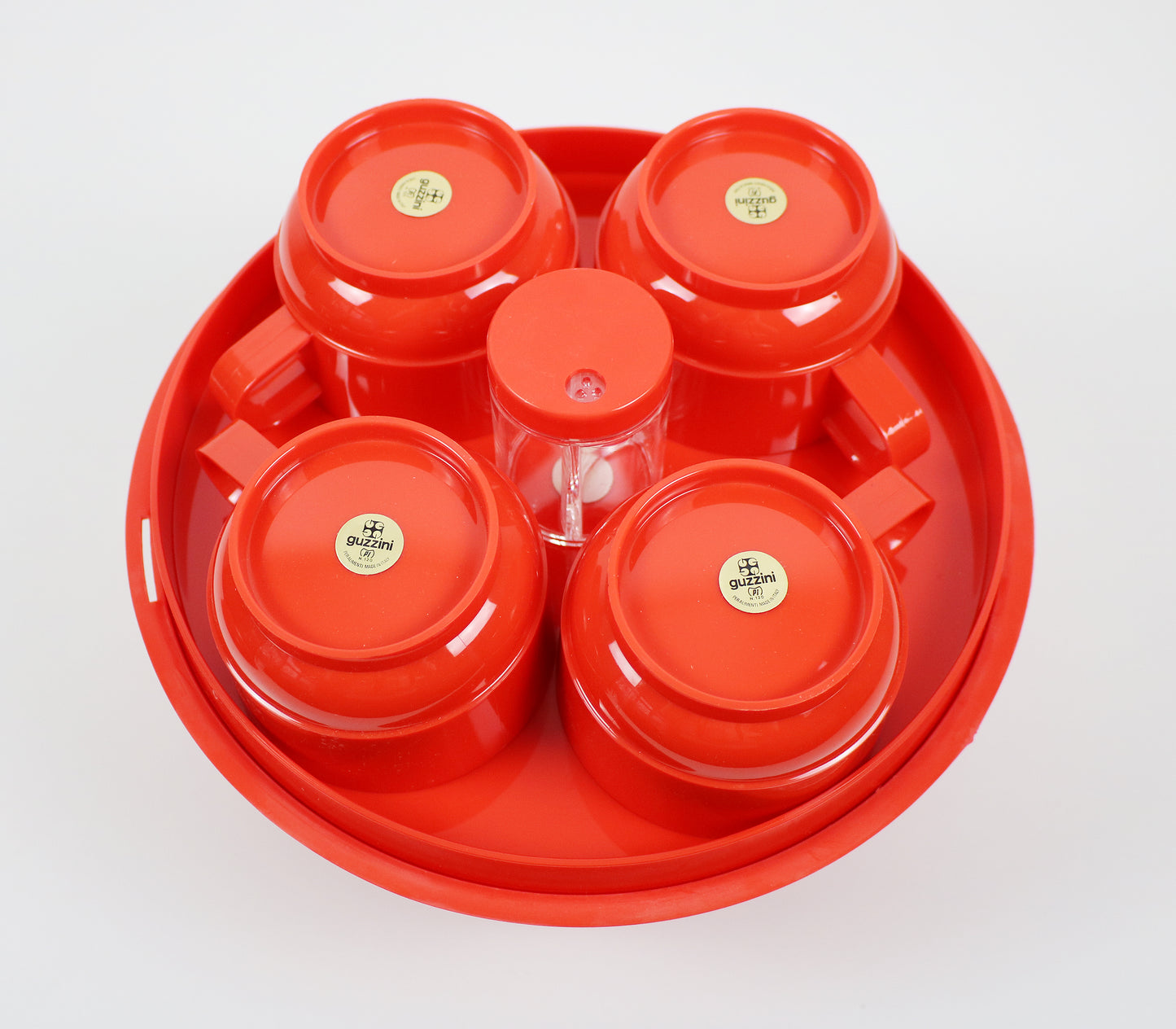 Carlo Vigloni for Guzzini - 1970s orange Pic Boll afternoon tea picnic set - unused vintage stock - rare version