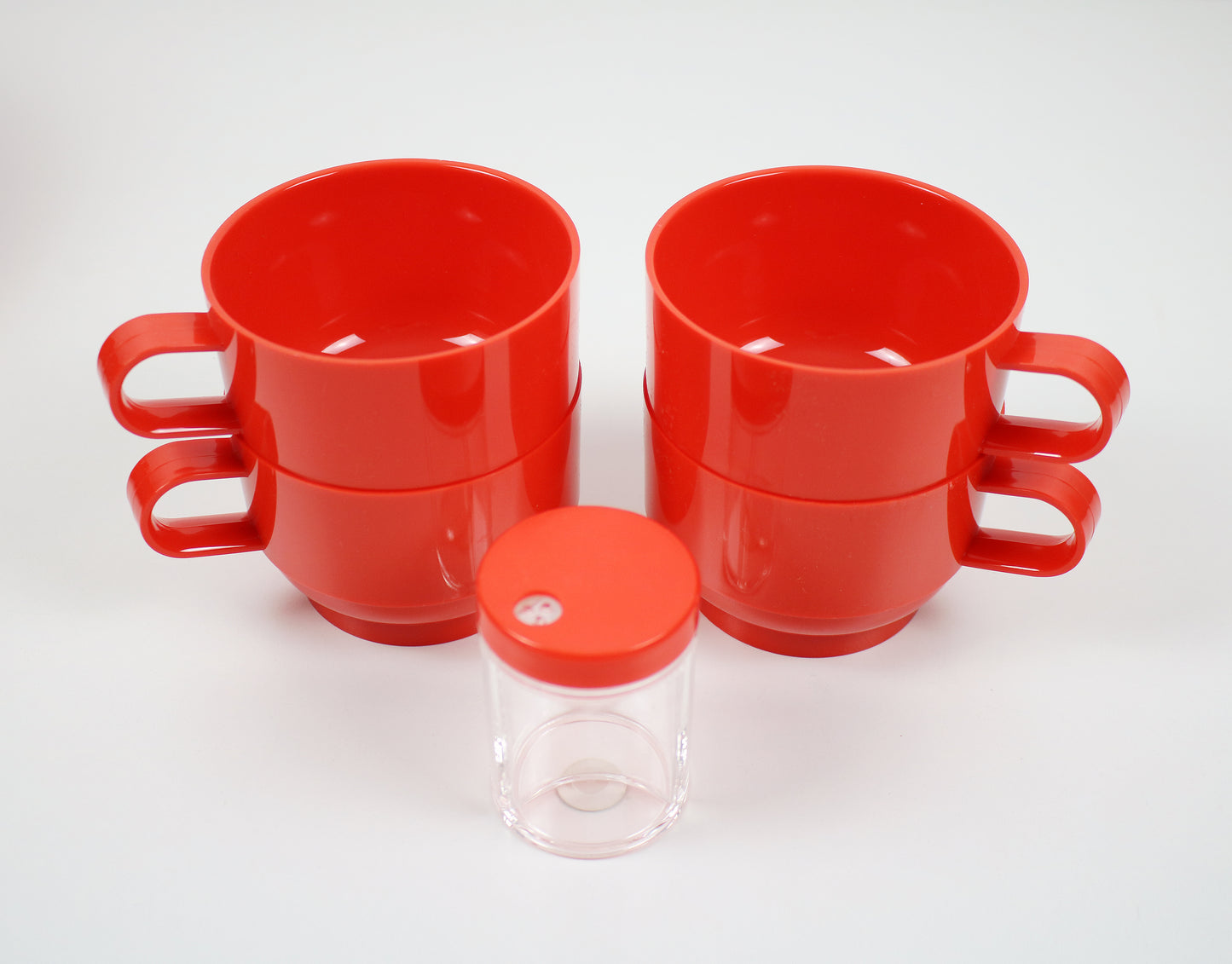 Carlo Vigloni for Guzzini - 1970s orange Pic Boll afternoon tea picnic set - unused vintage stock - rare version