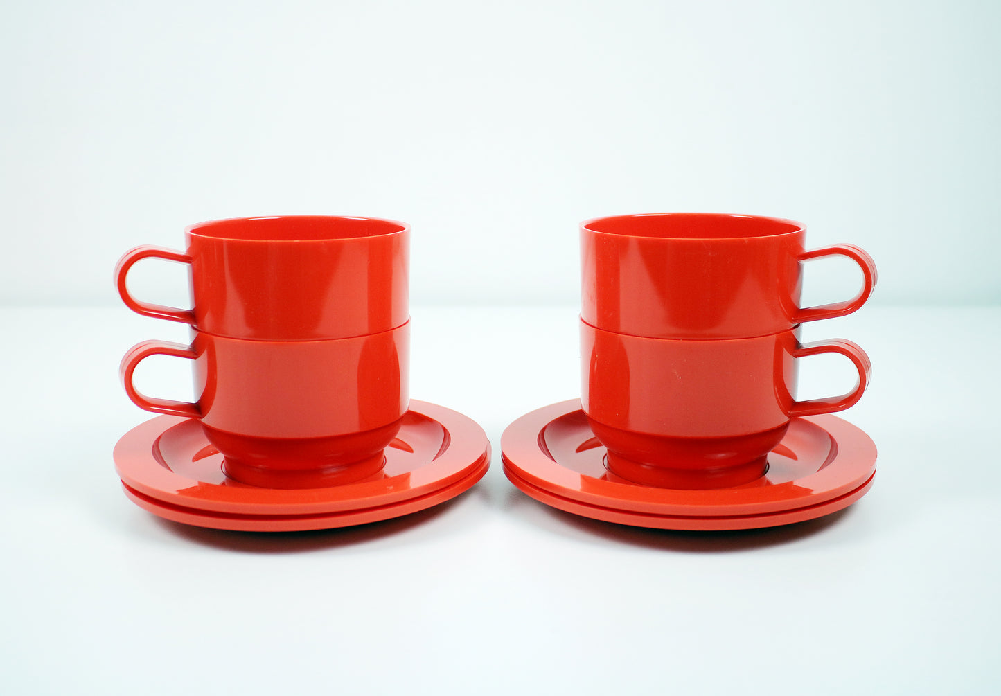 Carlo Vigloni for Guzzini - 1970s orange Pic Boll afternoon tea picnic set - unused vintage stock - rare version