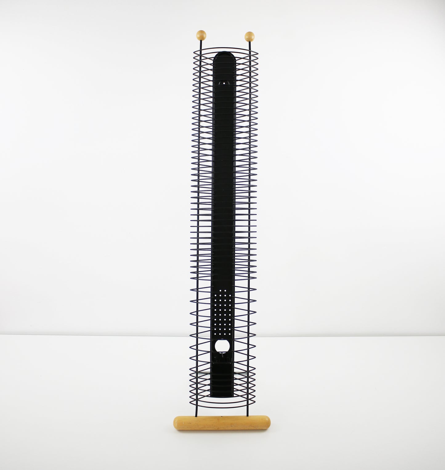 Black metal and beech CD tower - 1990s