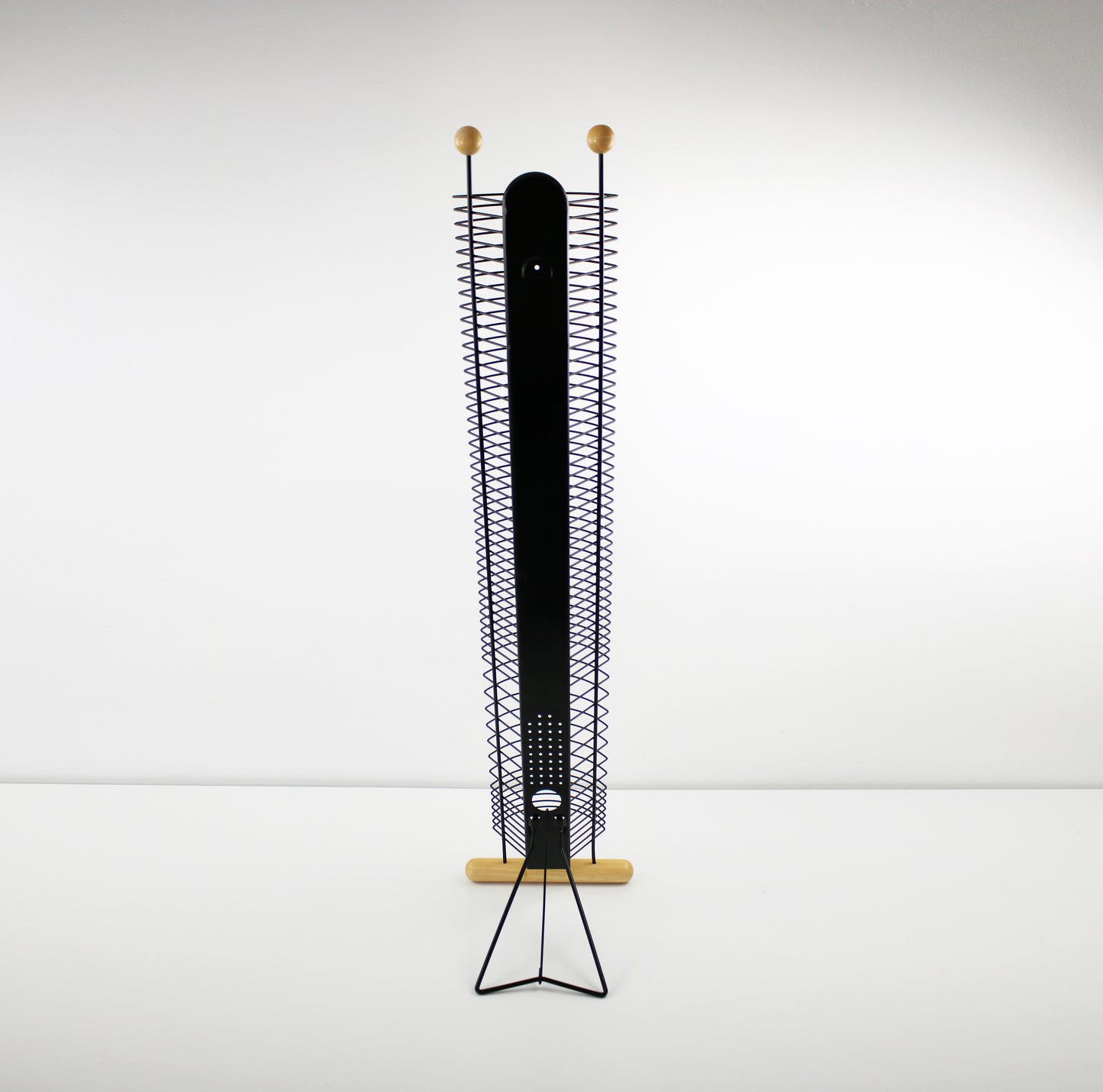 Black metal and beech CD tower - 1990s