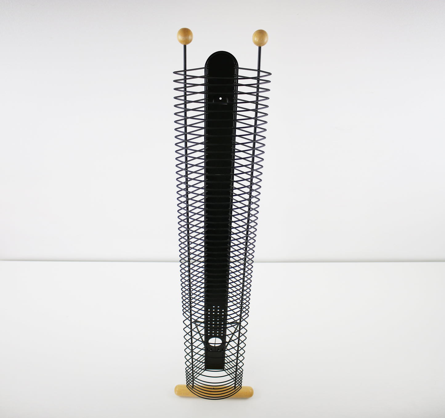 Black metal and beech CD tower - 1990s
