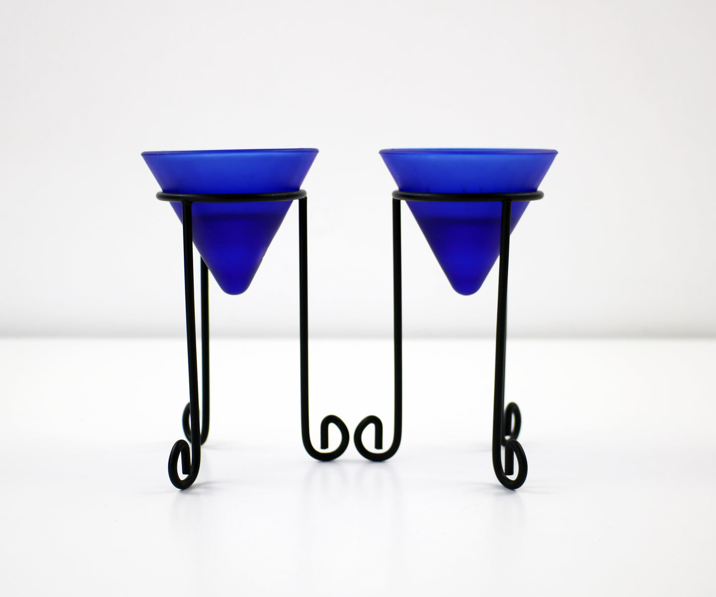 Pair of post modern 1995 tealight and candle holders - Skovbo by IKEA