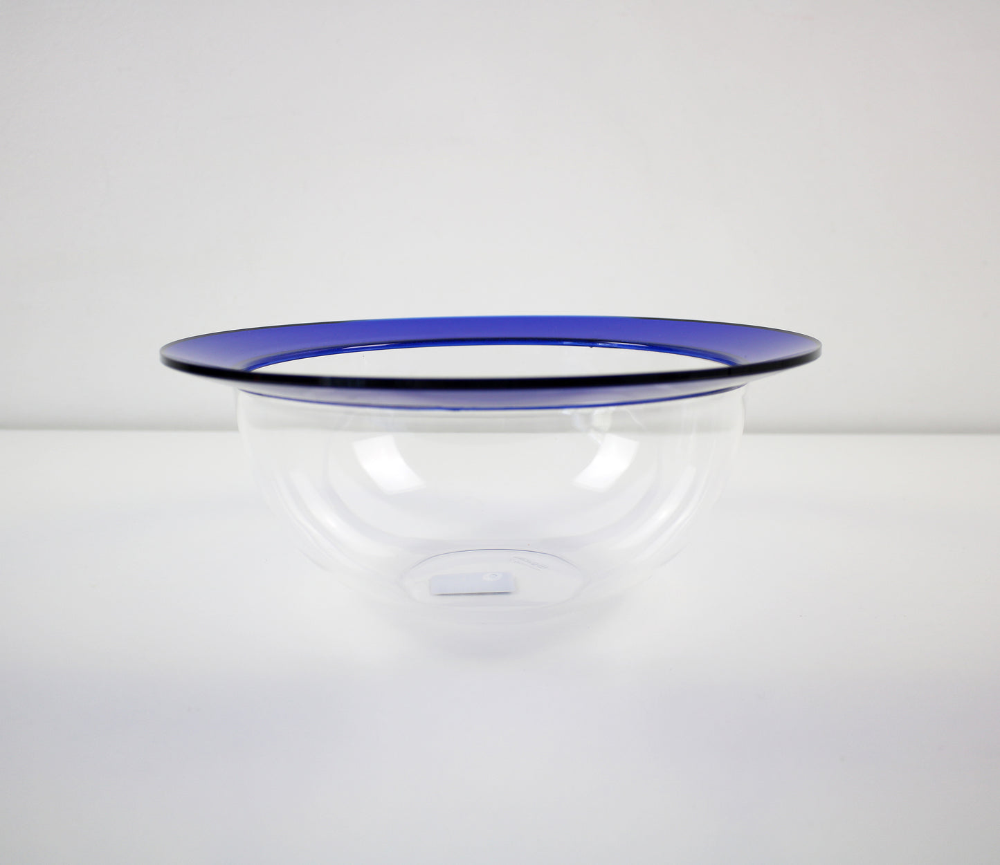 Ninfea clear and blue acrylic salad serving bowl by Guzzini Italy 1990s