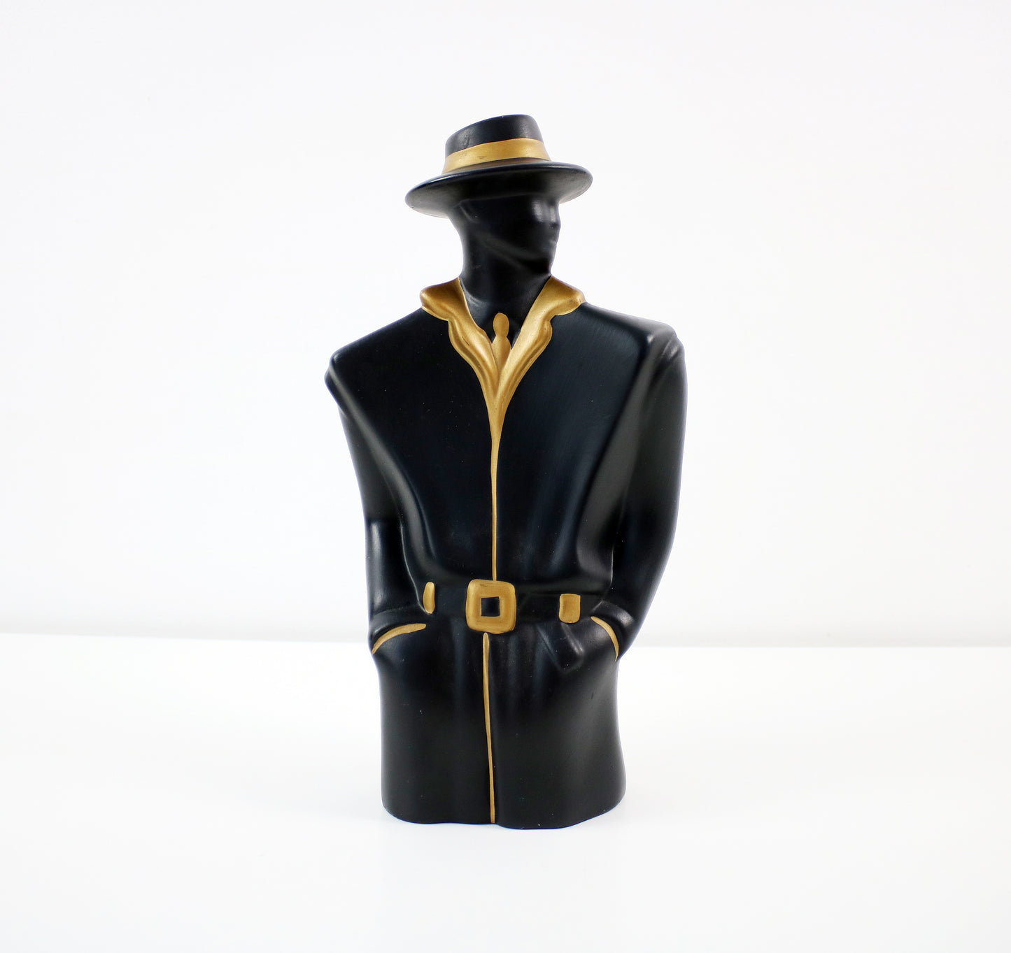 Figurine statuette in black and gold 1980s post modern art deco revival