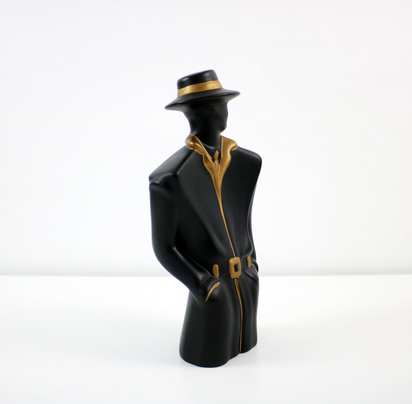 Figurine statuette in black and gold 1980s post modern art deco revival