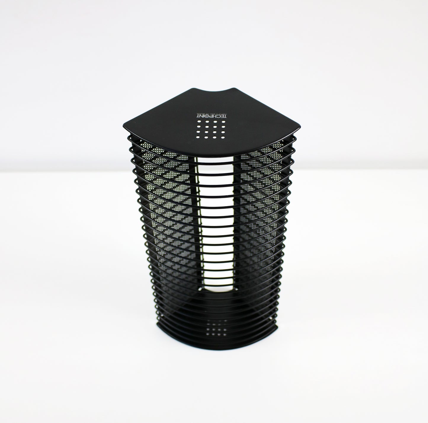 Techpoint CD storage rack in black metal with perforation - 1990s