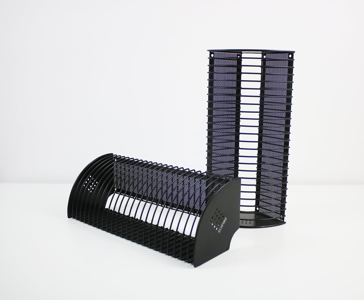 Techpoint CD storage rack in black metal with perforation - 1990s