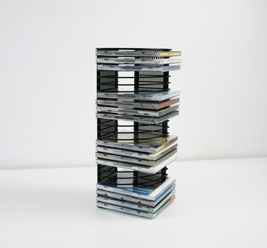 Techpoint CD storage rack in black metal with perforation - 1990s