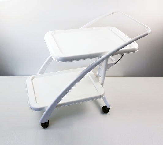 1994 bar cart / trolley by Ugolini Design for Guzzini - Italian white plastic unused stock