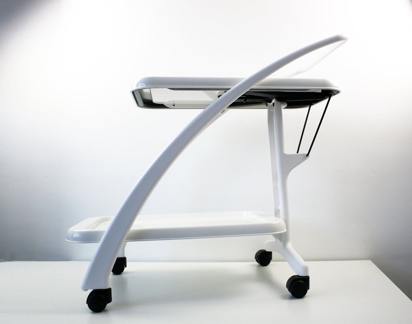 1994 bar cart / trolley by Ugolini Design for Guzzini - Italian white plastic unused stock