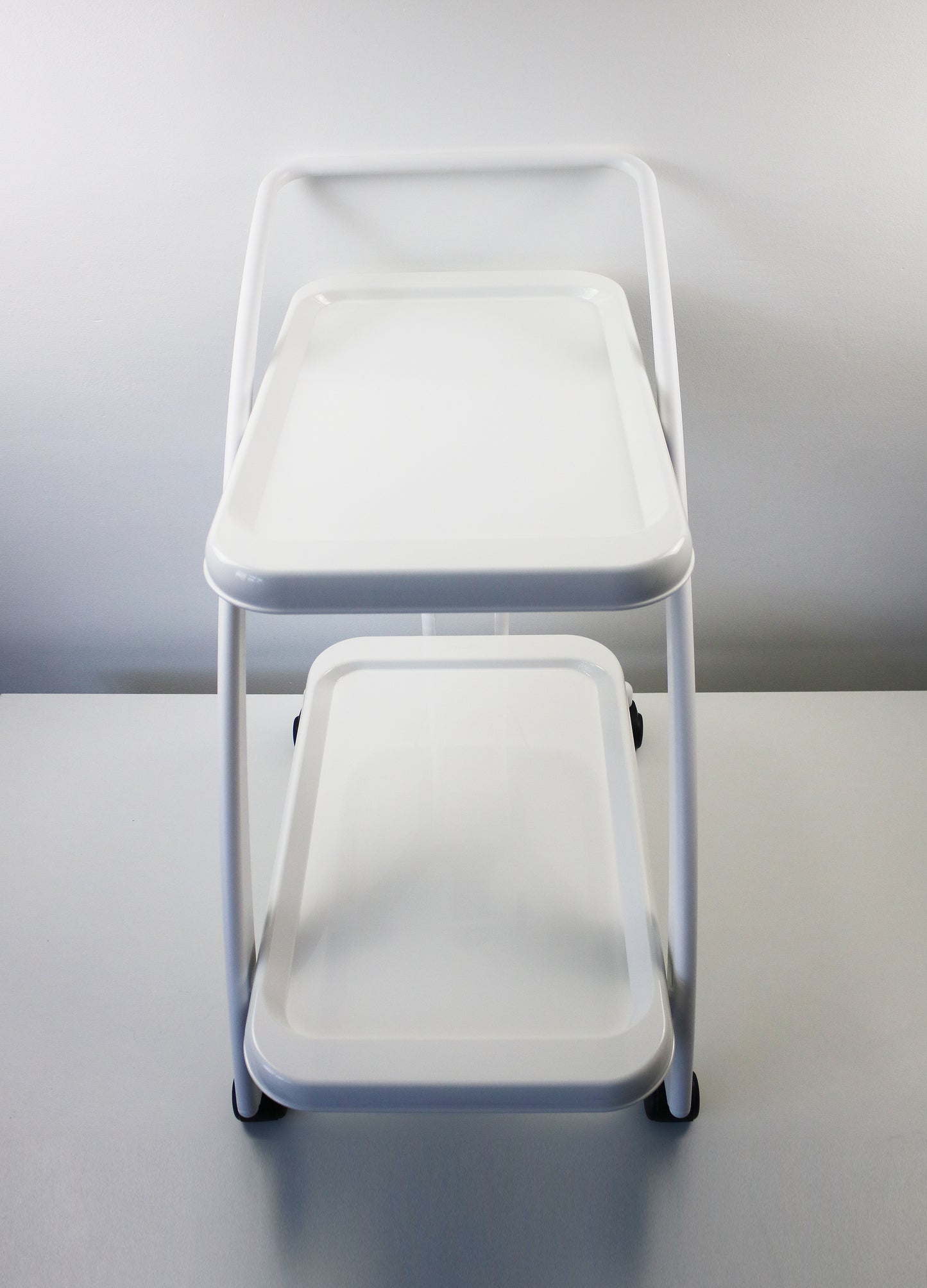 1994 bar cart / trolley by Ugolini Design for Guzzini - Italian white plastic unused stock