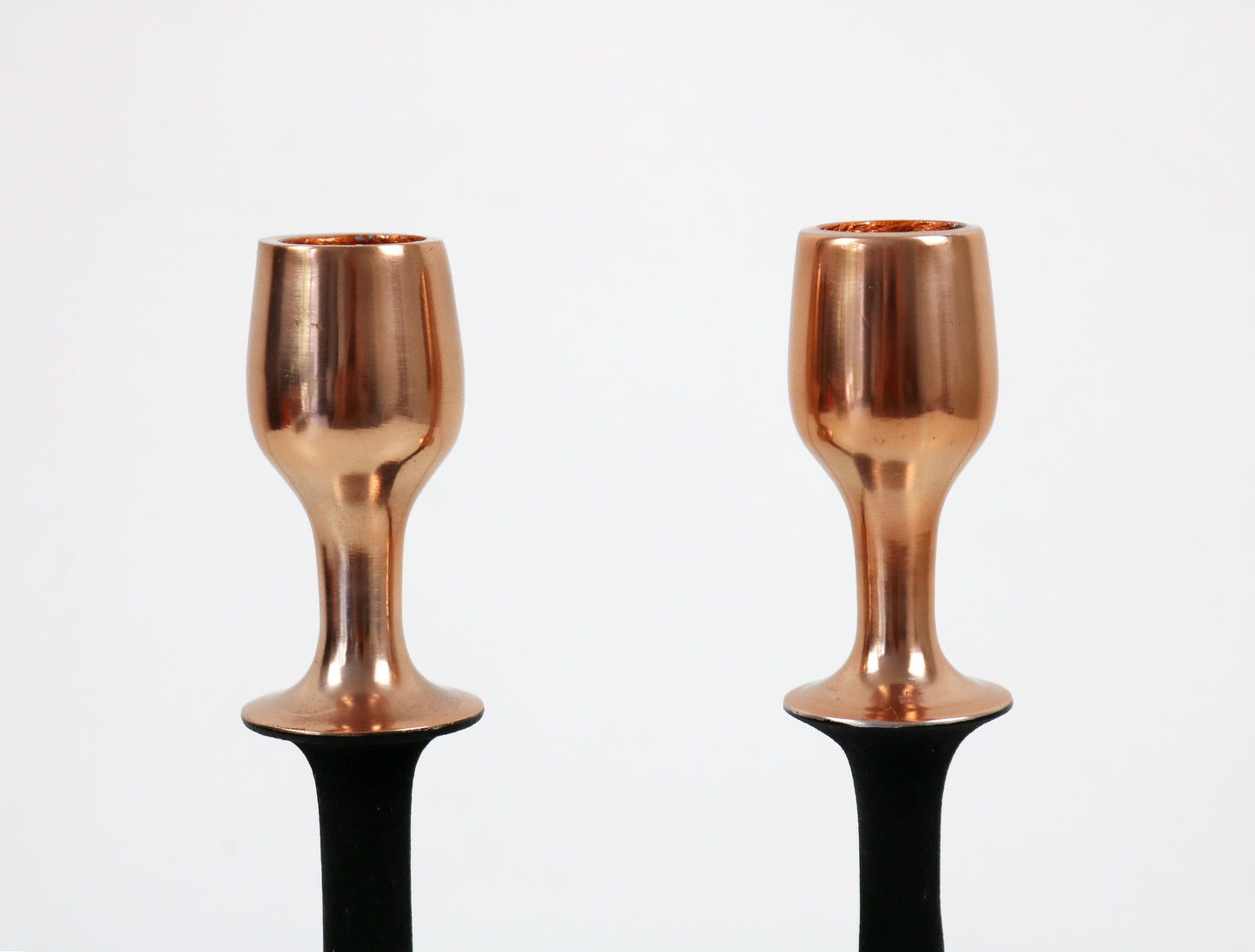 John Lewis Scandi style candlestick pair - copper and black