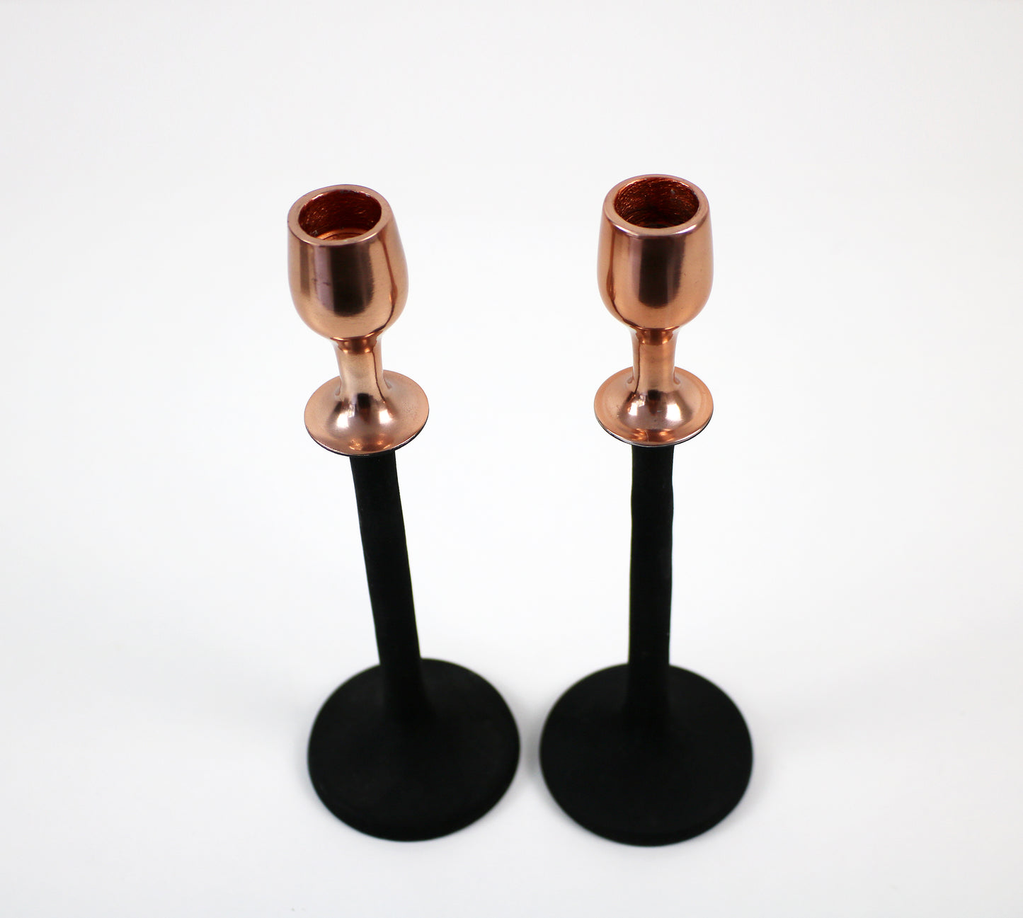 John Lewis Scandi style candlestick pair - copper and black