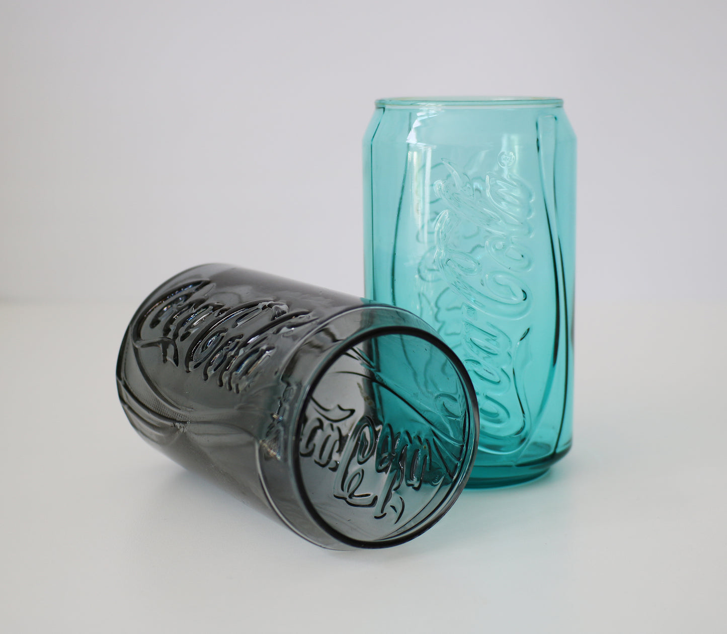 Set of Coca Cola can glasses in 8 colours - early 21st Century McDonalds