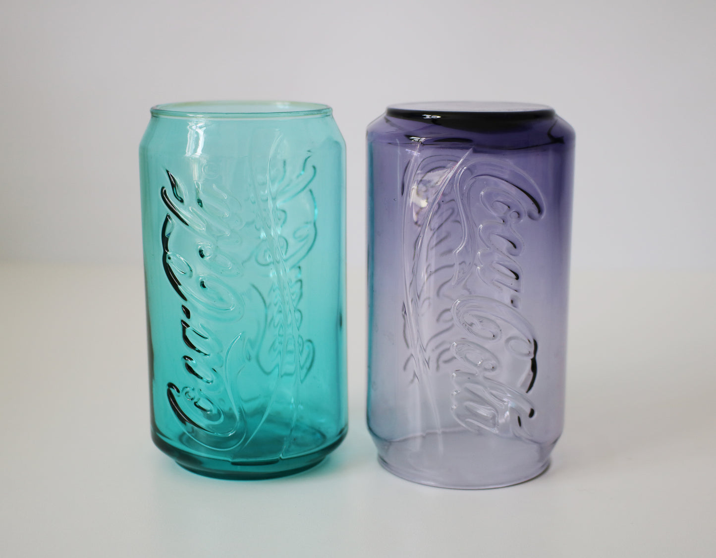 Set of Coca Cola can glasses in 8 colours - early 21st Century McDonalds