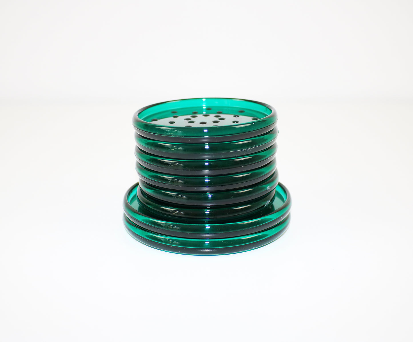 Transparent green acrylic drinks coaster set by Guzzini Italy - 1990s - 8 pieces