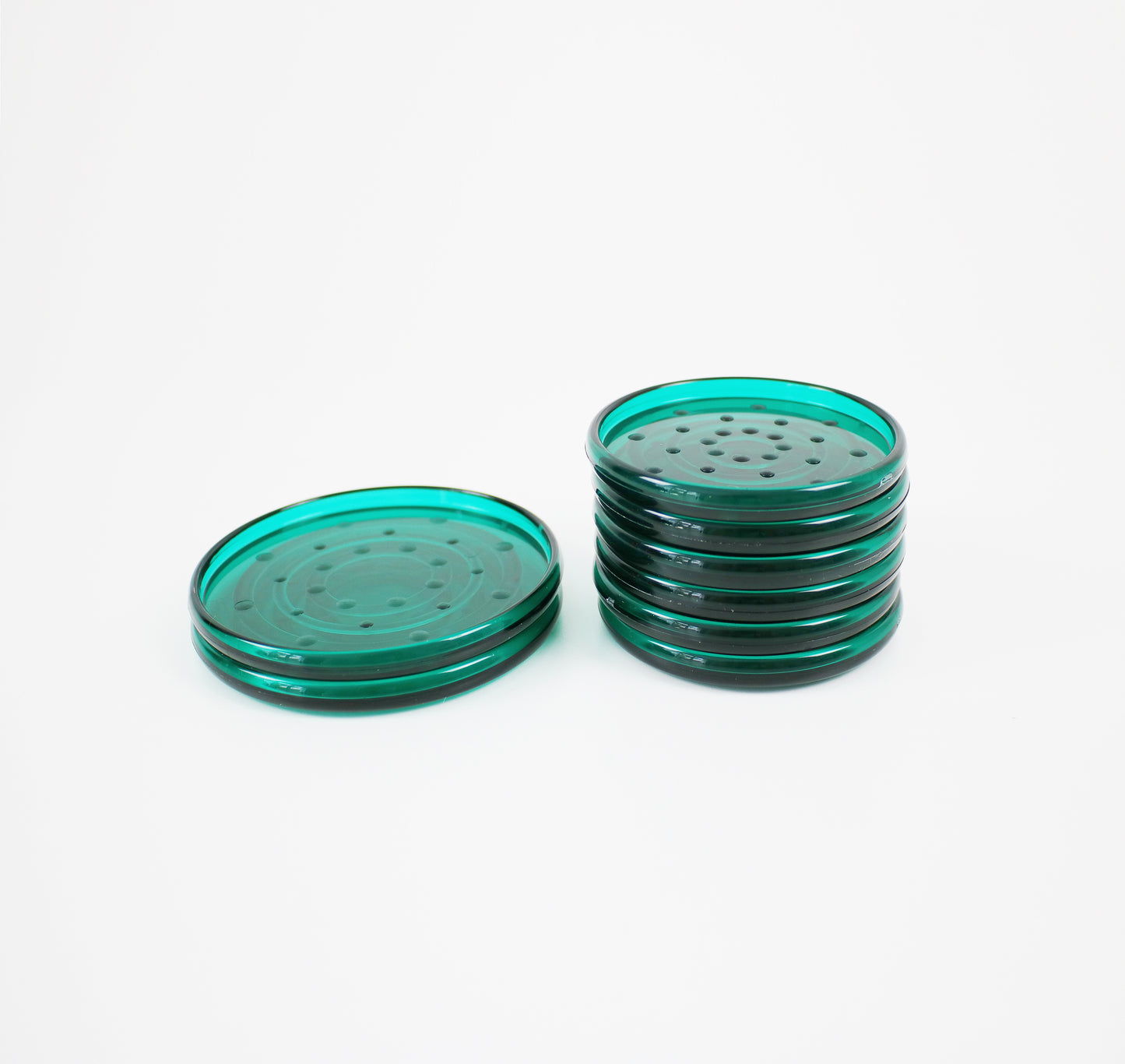Transparent green acrylic drinks coaster set by Guzzini Italy - 1990s - 8 pieces