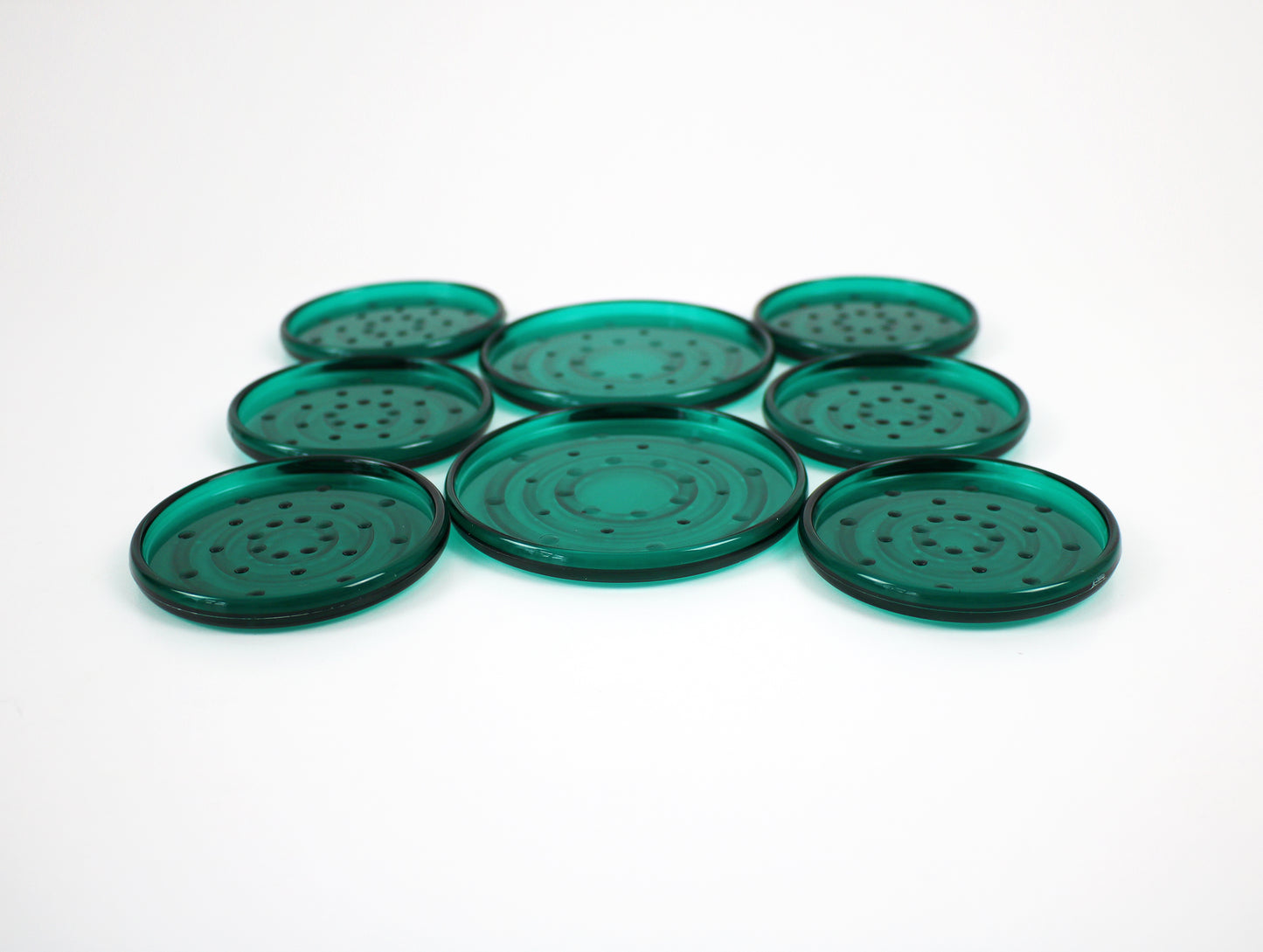 Transparent green acrylic drinks coaster set by Guzzini Italy - 1990s - 8 pieces